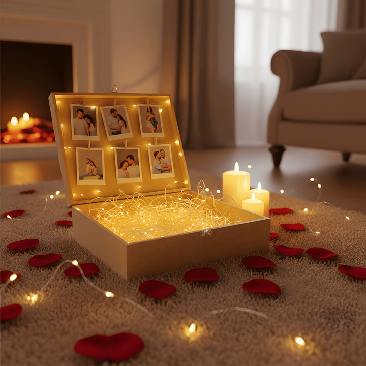 Box com Fotos Polaroid Personalizadas e Luz de LED