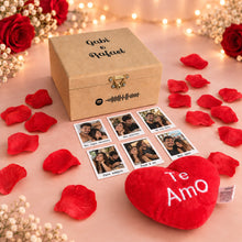 Carregar imagem no visualizador da galeria, Mini Cesta Romântica Personalizada com Fotos Polaroid e Chocolates | Fascínio